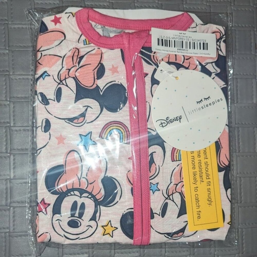 Little Sleepies Minnie Forever 3-6M Disney Zippy NEW NWT NIB
